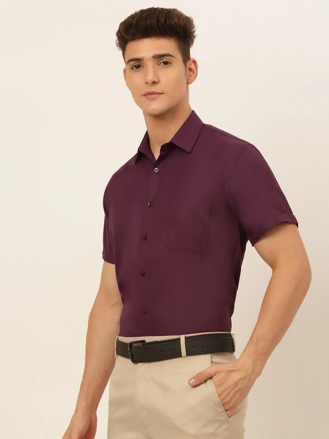 Indian Needle Mens Cotton Formal Shirts - Solid Style SF-833