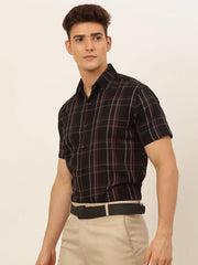 Indian Needle Men's Cotton Checked Formal Shirts-SF-834