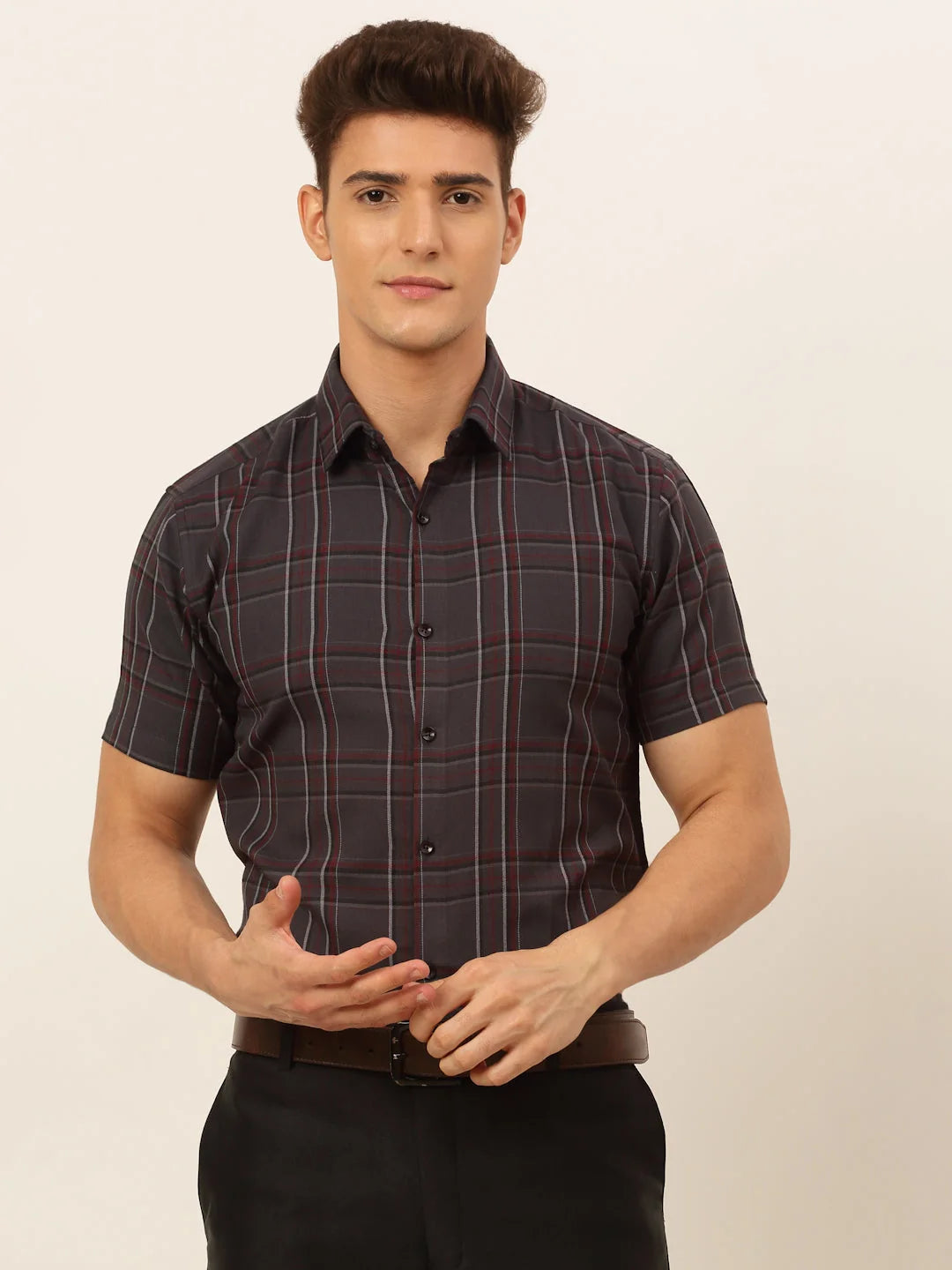 Quality Mens Cotton Checked Formal Shirts - Indian Needle SF-834