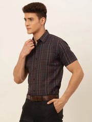 Indian Needle Quality Men's Cotton Checked Formal Shirts-SF-834