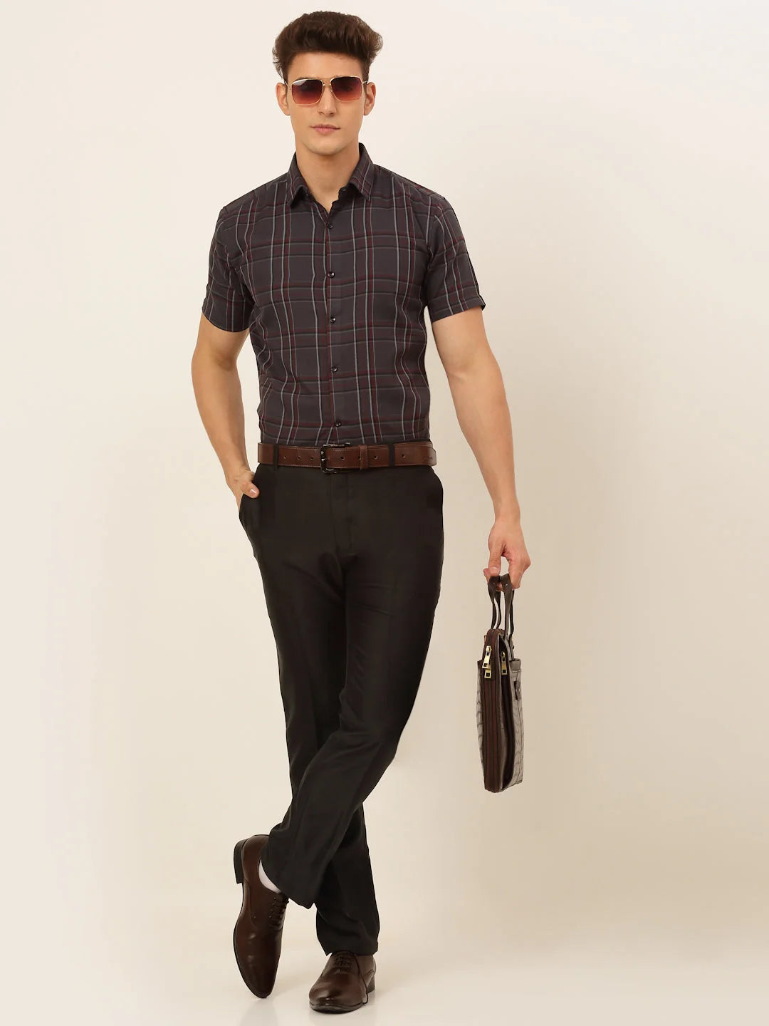 Quality Mens Cotton Checked Formal Shirts - Indian Needle SF-834