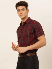 Indian Needle Styled Men's Cotton Checked Formal Shirts-SF-834