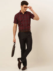 Indian Needle Styled Men's Cotton Checked Formal Shirts-SF-834
