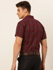 Indian Needle Styled Men's Cotton Checked Formal Shirts-SF-834