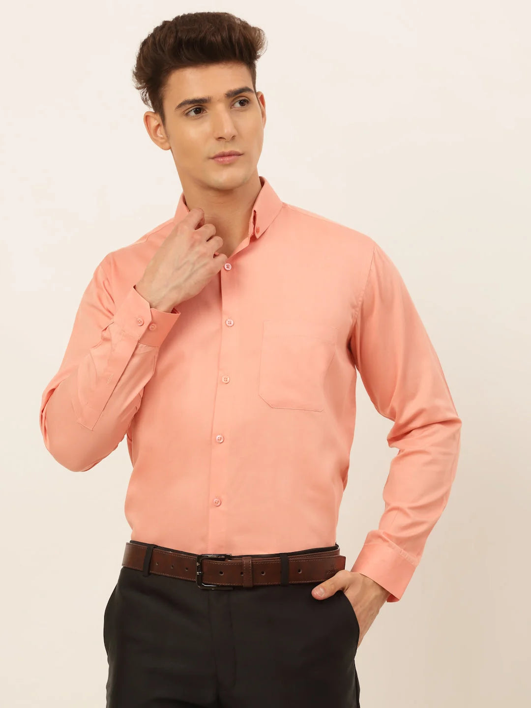 Indian Men's Cotton Solid Formal Shirt - Shop Now