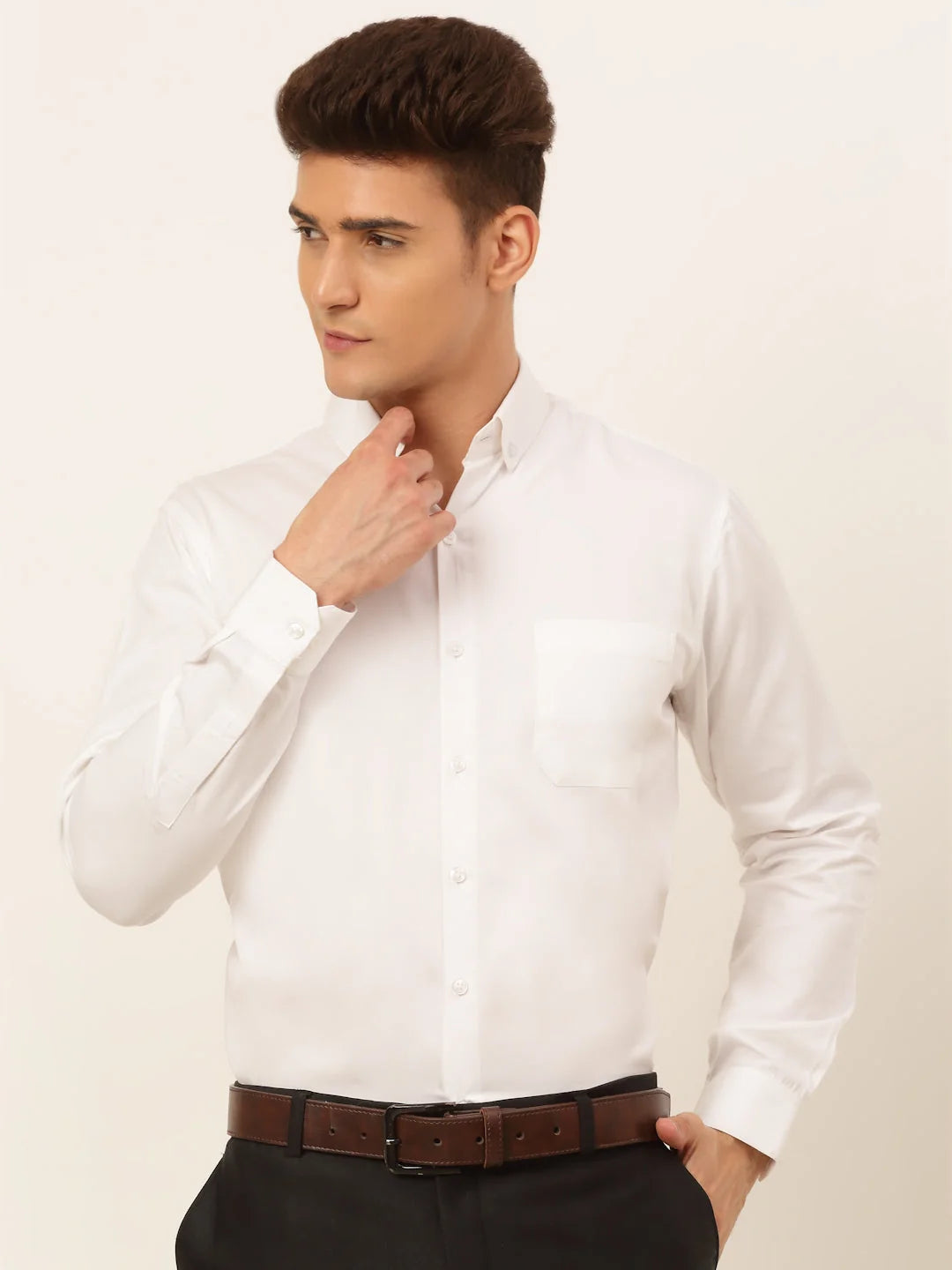 Indian Needle: Solid Cotton Mens Shirt - Formal & Casual Wear