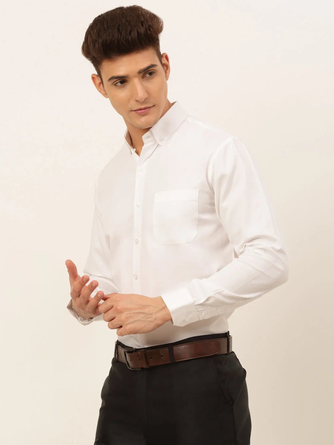 Indian Needle: Solid Cotton Mens Shirt - Formal & Casual Wear