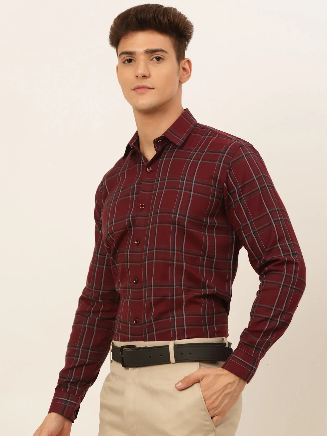 Indian Needle: Assorted Cotton Checked Formal Mens Shirts
