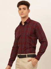 Indian Needle Assorted Men's Cotton Checked Formal Shirts-SF-836