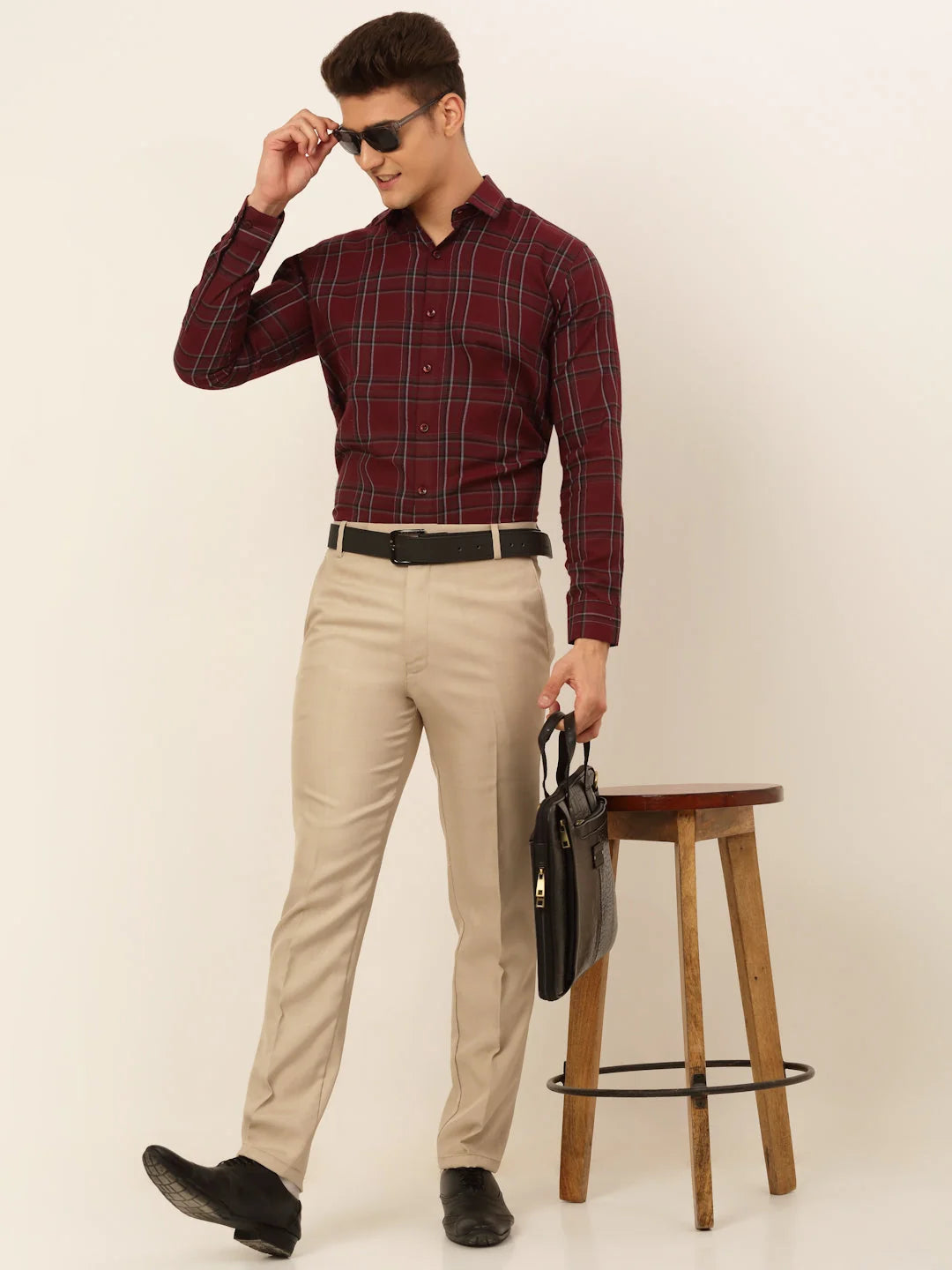 Indian Needle: Assorted Cotton Checked Formal Mens Shirts
