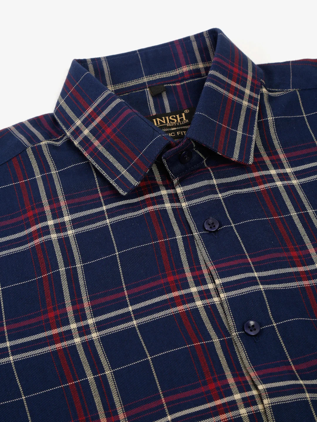 Men's Navy Half Sleeve Checked Formal Shirt - Soft Cotton Blend