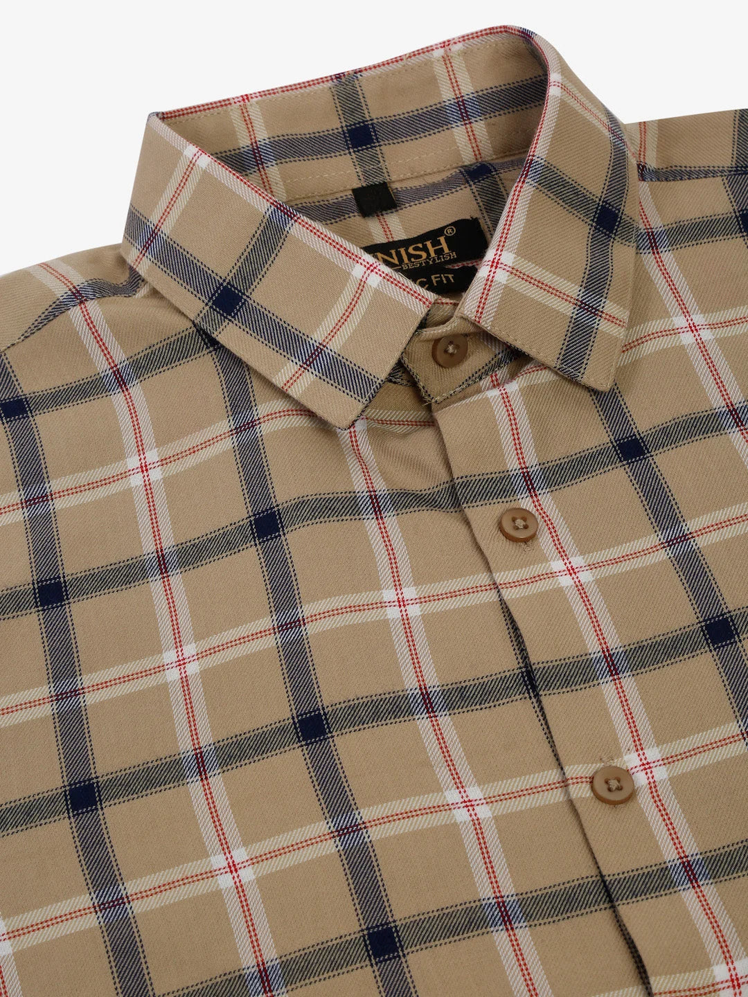 Beige Half Sleeve Checked Formal Shirts - Mens Shirt Collection