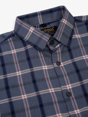 Men's Grey Half Sleeve Checked Formal Shirt-SF-838