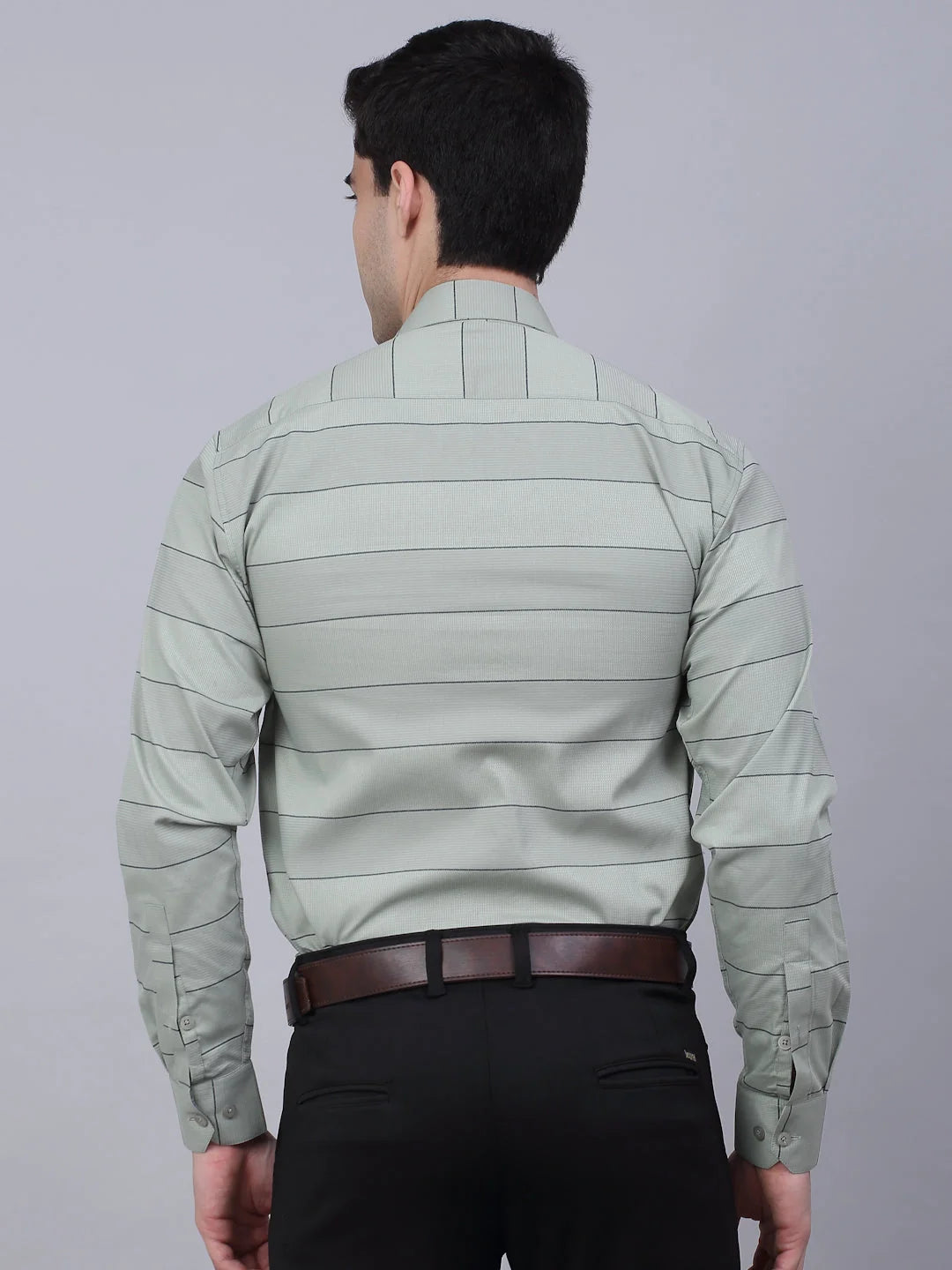 Pista Green Striped Formal Shirts - Stylish Cotton Mens Shirt