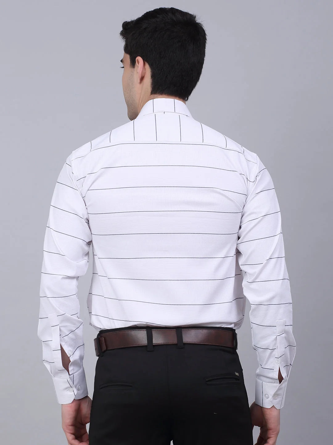 Men's White Striped Formal Shirt | Cotton Mens Shirt