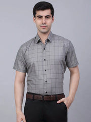 Indian Needle Cotton Half Sleeve Checked Formal Shirts-SF-840