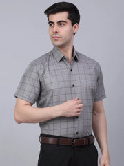 Indian Needle Cotton Half Sleeve Checked Formal Shirts-SF-840
