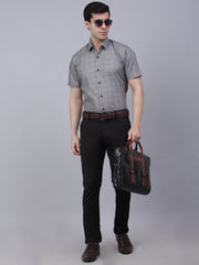 Indian Needle Cotton Half Sleeve Checked Formal Shirts-SF-840