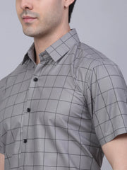 Indian Needle Cotton Half Sleeve Checked Formal Shirts-SF-840