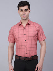Indian Needle Men's Cotton Half Sleeve Checked Formal Shirts-SF-840