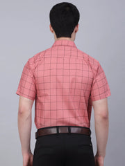 Indian Needle Men's Cotton Half Sleeve Checked Formal Shirts-SF-840