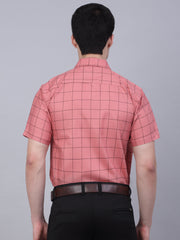 Indian Needle Men's Cotton Half Sleeve Checked Formal Shirts-SF-840