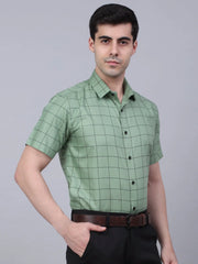 Indian Needle Men's Cotton Half Checked Formal Shirts-SF-840
