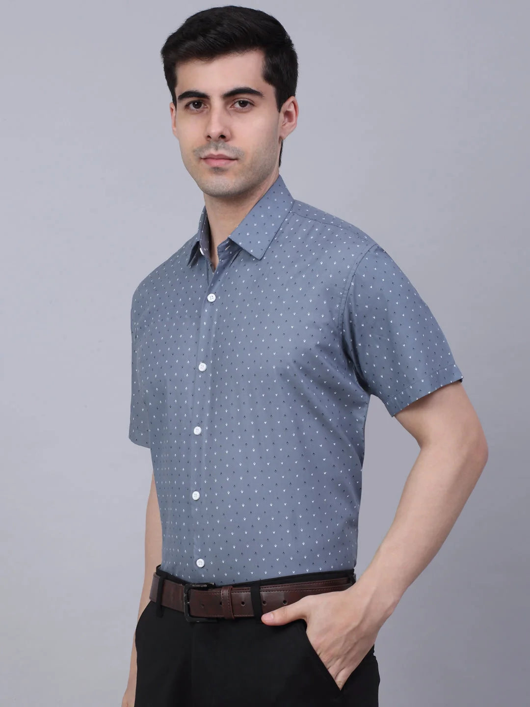 Mens Printed Formal Shirts | Indian Needle Cotton Half Sleeve