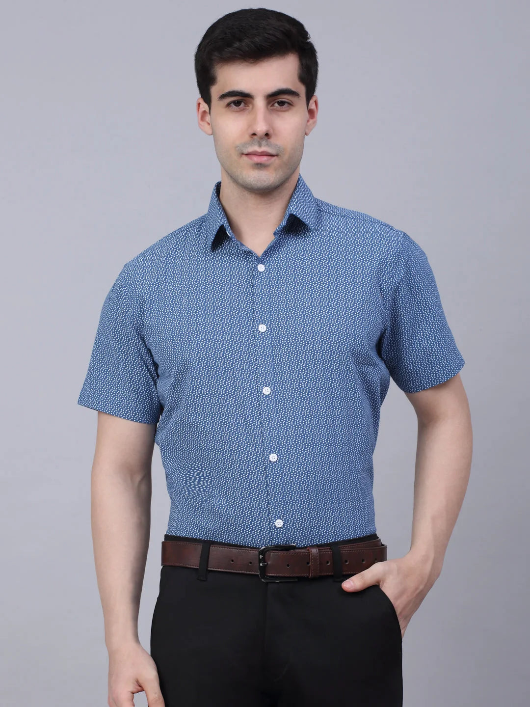 Stylish Indian Needle Cotton Mens Shirt - Printed Formal Shirt