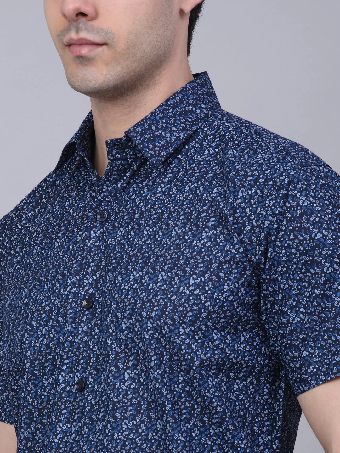 Trendy Indian Needle Cotton Mens Shirt - Printed Formal Shirt