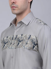 Indian Men's Cotton Lycra Printed Formal Shirts-SF-843