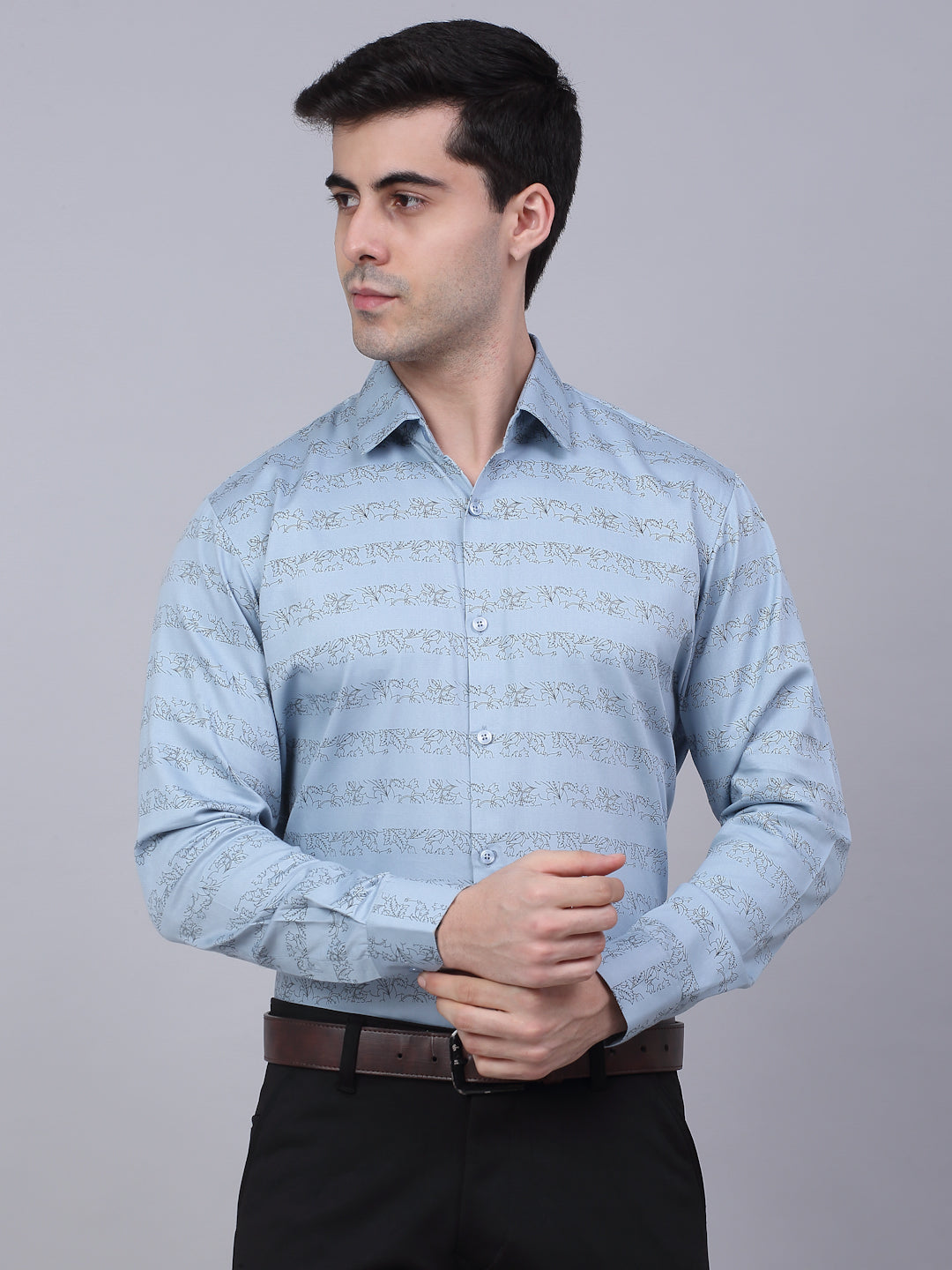 Indian Needle Men's Cotton Lycra Printed Formal-SF-844