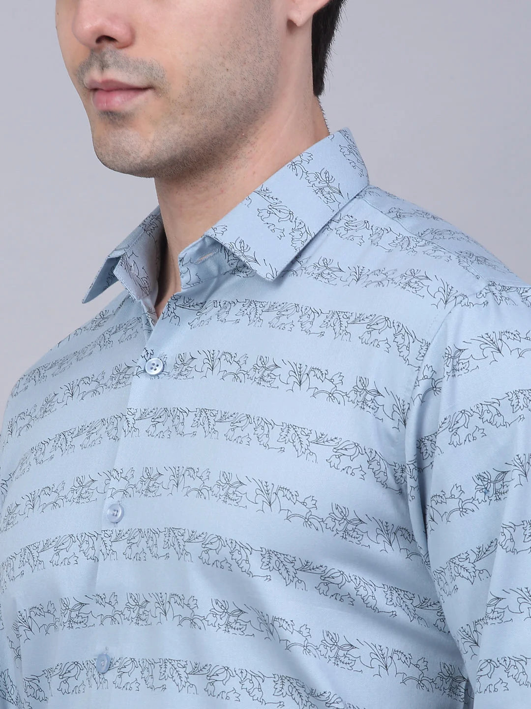 Indian Needle Men's Printed Formal Shirt - Cotton Lycra Blend