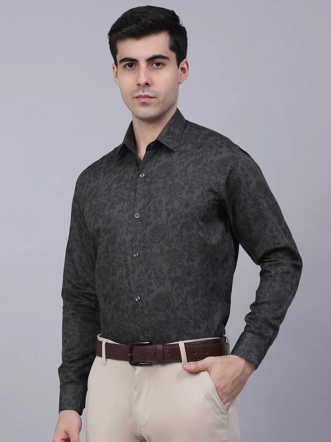 Men's Printed Formal Shirts - Indian Needle Cotton Lycra SF-845