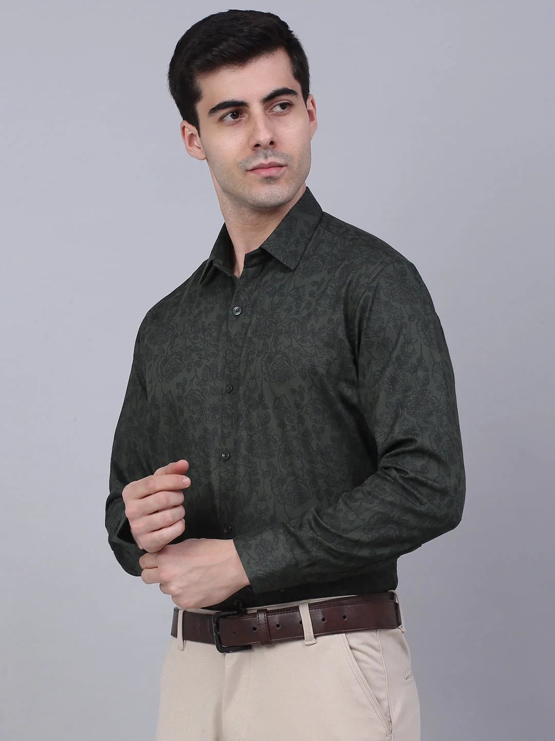 Indian Needle Men's Lycra Printed Formal Shirt - SF-845
