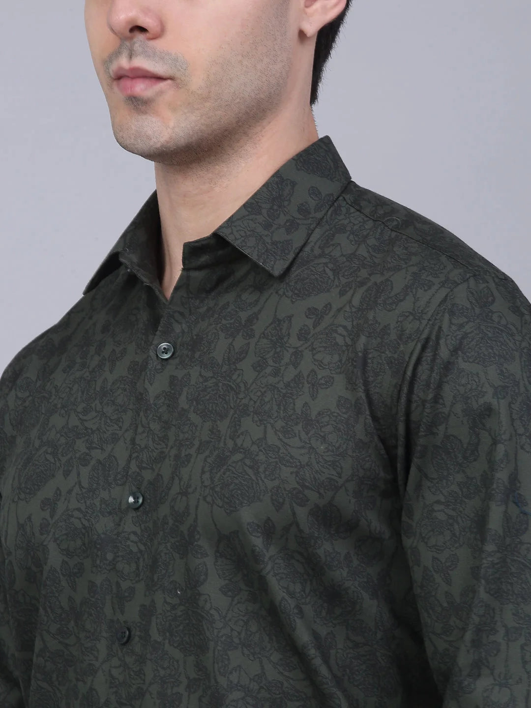 Indian Needle Men's Lycra Printed Formal Shirt - SF-845