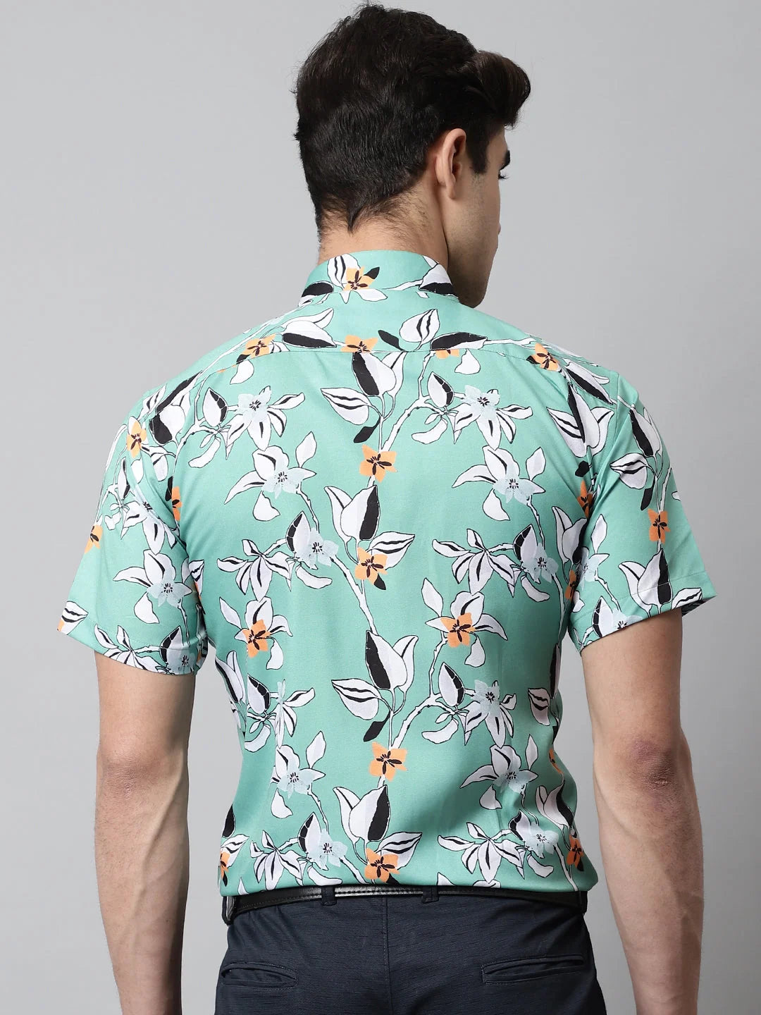 Green Classic Printed Formal Shirt for Men - Cotton Formal Shirts