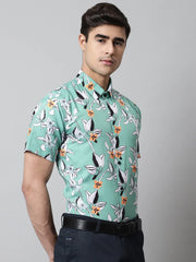 Men Green Classic Printed Formal Shirt-SF-846