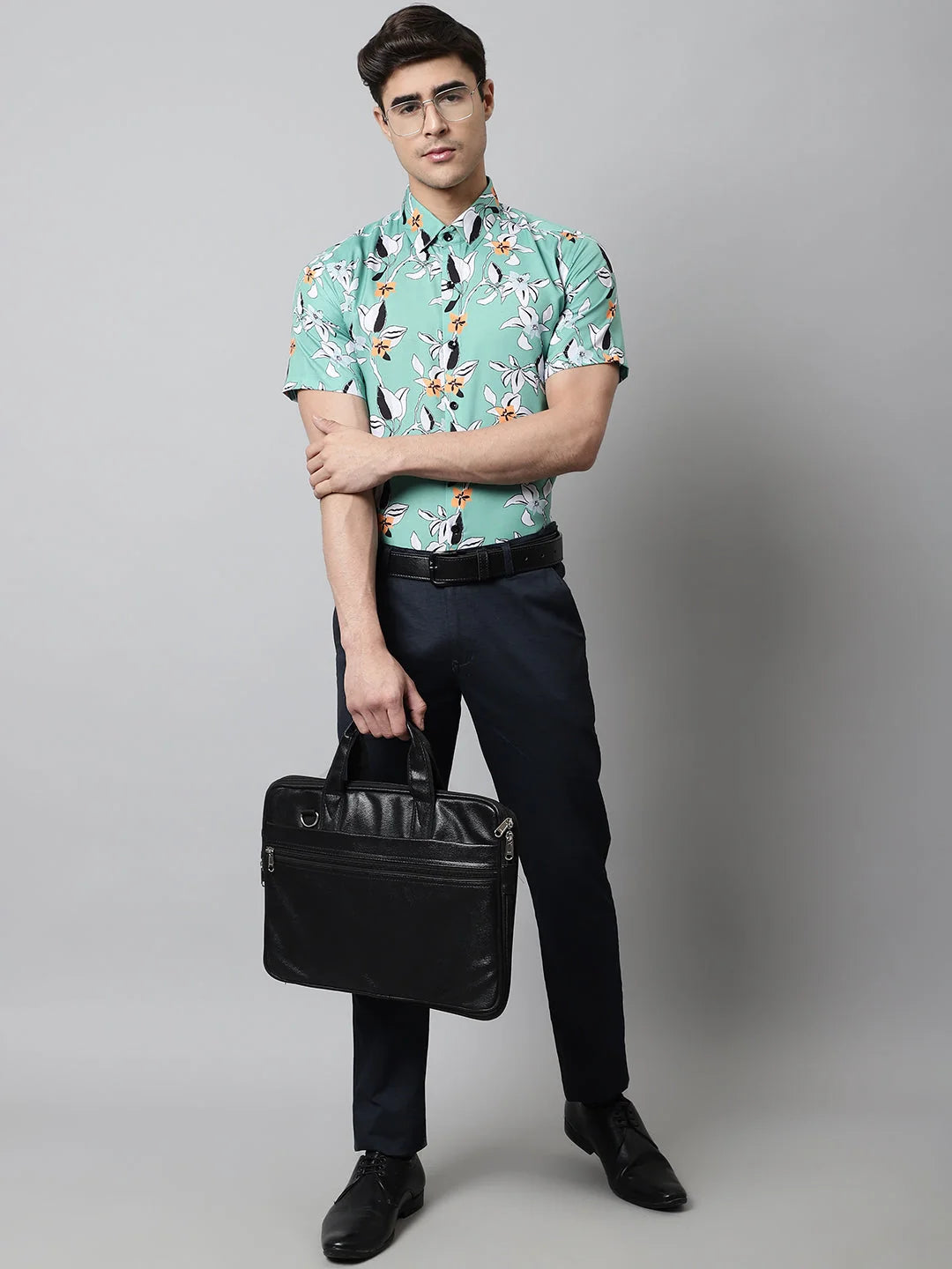 Green Classic Printed Formal Shirt for Men - Cotton Formal Shirts