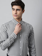 Men Black Checks Pure Cotton Formal Shirt-SF-847
