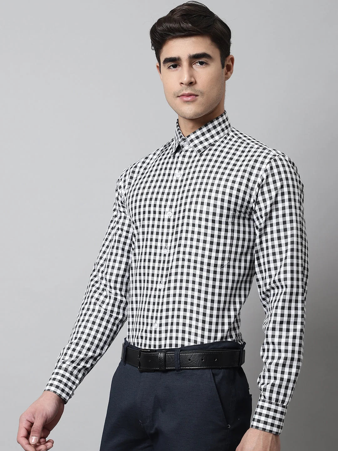 Black Checks Cotton Formal Shirt - Stylish Mens Shirt