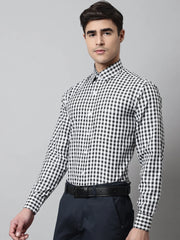 Men Black Checks Pure Cotton Formal Shirt-SF-847