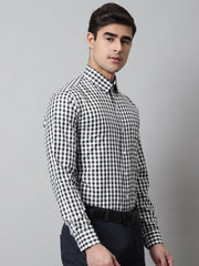 Men Black Checks Pure Cotton Formal Shirt-SF-847