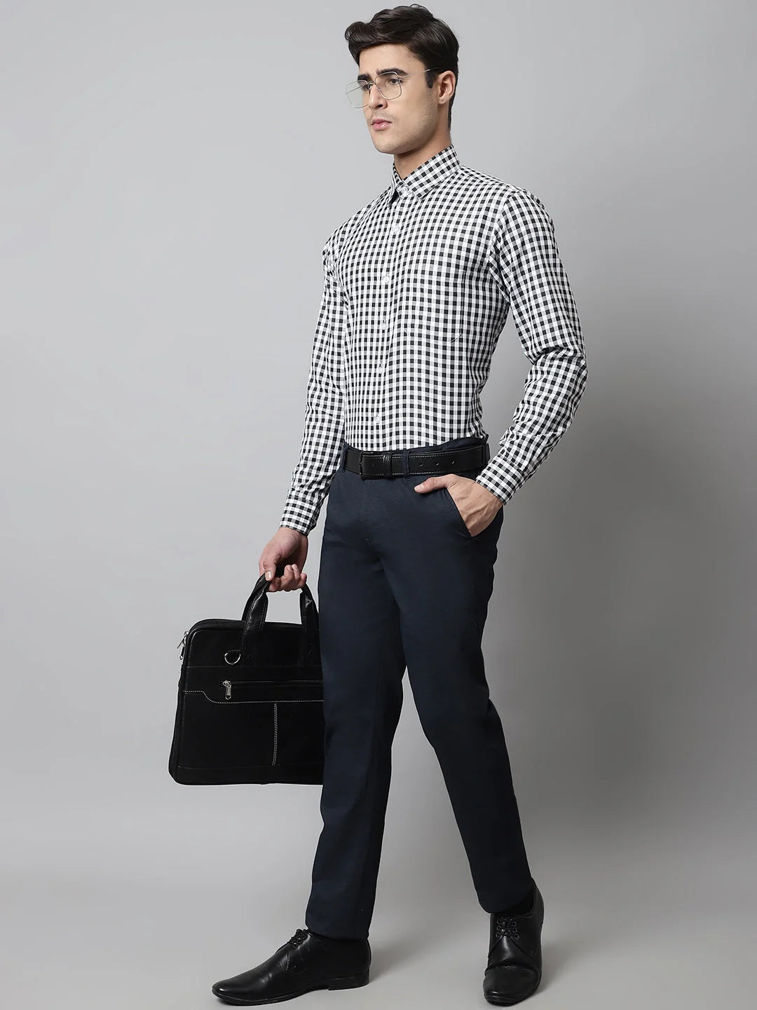 Black Checks Cotton Formal Shirt - Stylish Mens Shirt