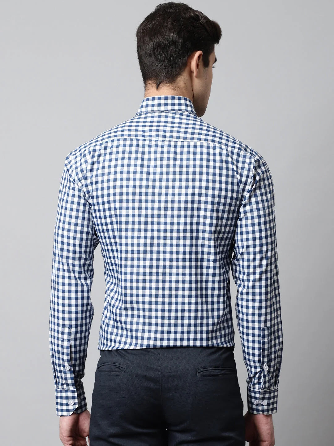 Blue Checks Cotton Formal Shirt - Buy Mens Cotton Shirt Online