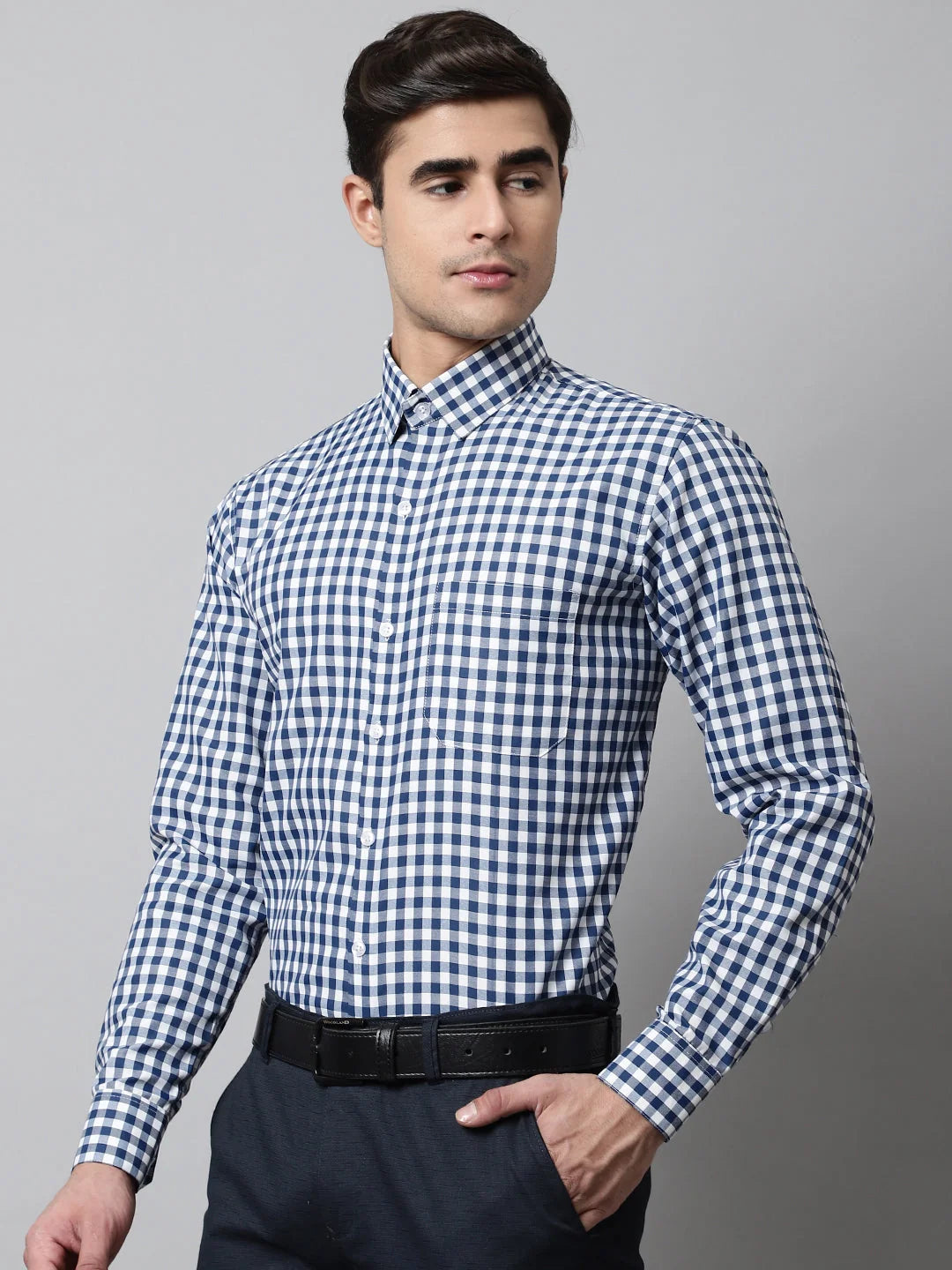 Blue Checks Cotton Formal Shirt - Buy Mens Cotton Shirt Online