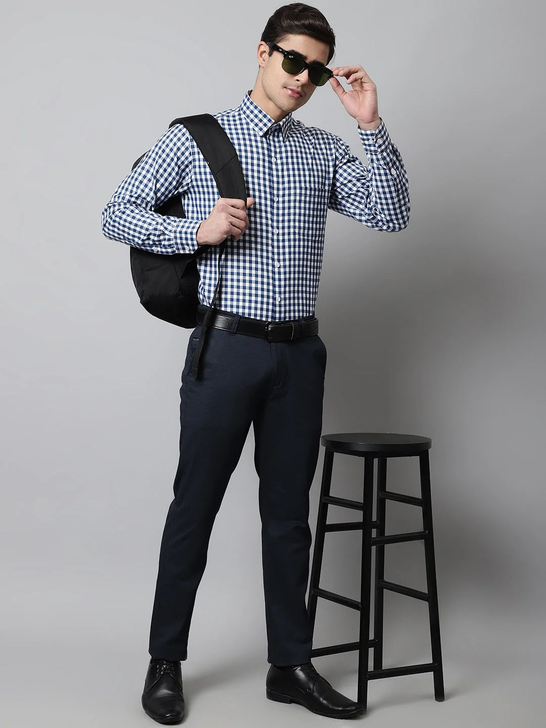 Blue Checks Cotton Formal Shirt - Buy Mens Cotton Shirt Online