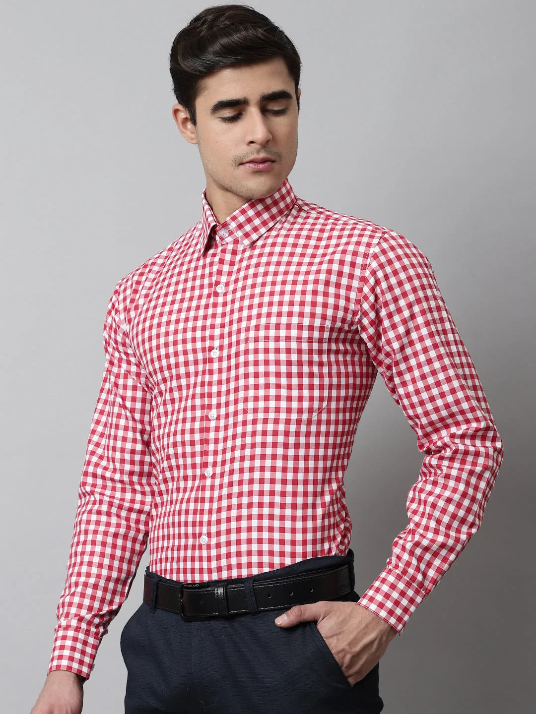 Red Checks Cotton Formal Shirt - Stylish Mens Formal Shirts