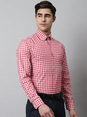 Men Red Checks Pure Cotton Formal Shirt-SF-847