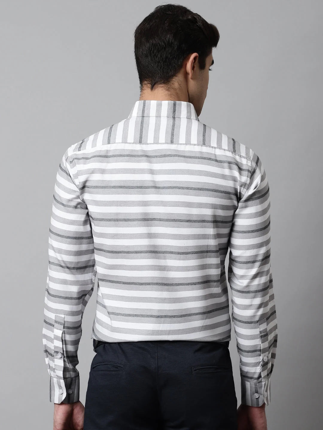 Grey Striped Formal Cotton Shirt - Shop Mens Formal Shirts